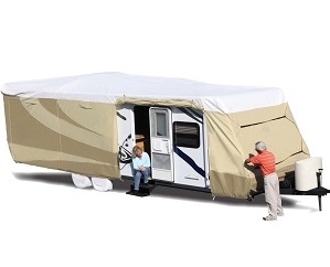 ADCO 32840 Designer Series Tan White Tyvek Travel Trailer RV Cover