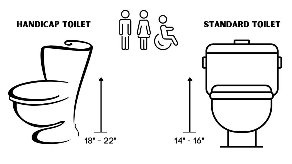Handicap Toilet and Standard Toilet